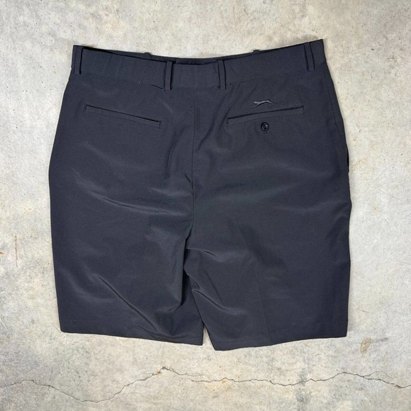 Slazenger Mens Golf Shorts 36x10 Black Stretch Lightweight Flat Front Pockets - Picture 2 of 8